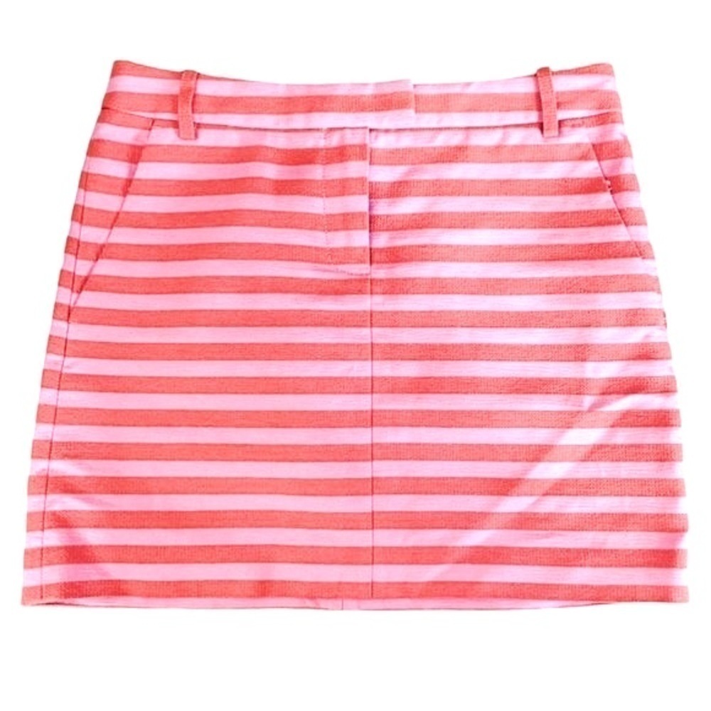 πΊ J. Crew Postcard Pink Stripe Preppy Cotton Mini Skirt Size 2